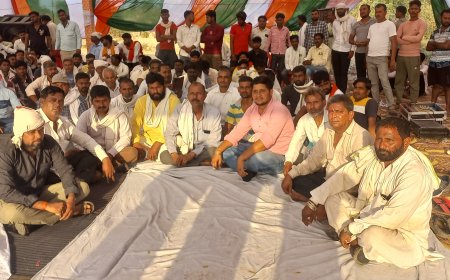 रुदावल। पत्थर के ओवरलोडिंग वाहनों को बंद कराने के लिए लोगों ने दिया धरना