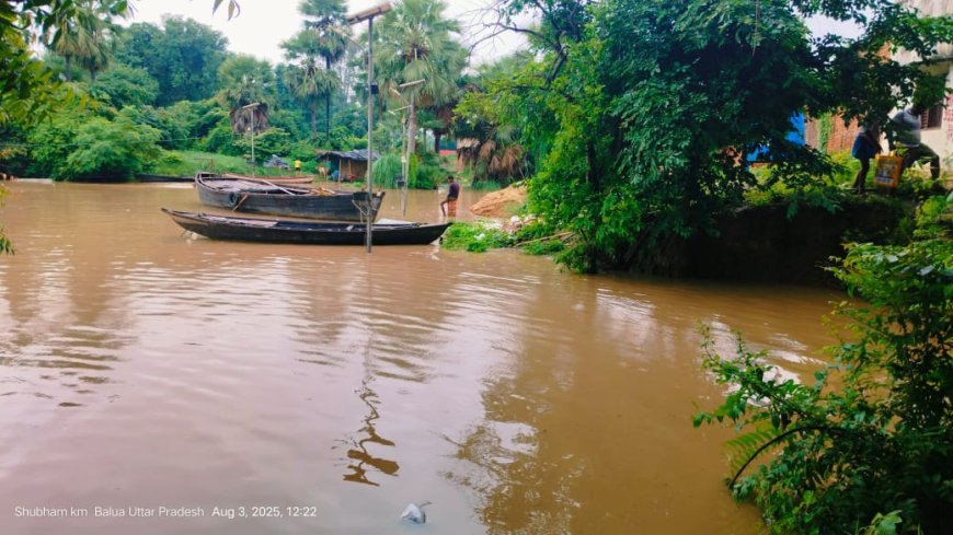 गंगा का रौद्र रूप देख ग्रामीणों  में भय का माहौल प्रशासन ने ग्रामीणो को भेजा सुरक्षित जगह